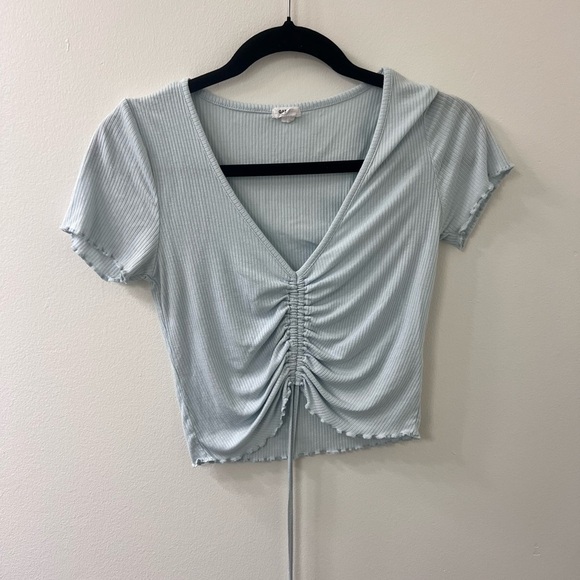 Garage Tops - Garage Sky Blue Ruched Crop Top